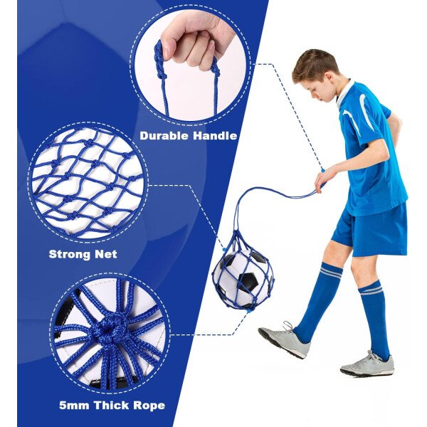TOBWOLF 2 unidades de entrenamiento de fútbol, red de entrenamiento de retorno de fútbol para pelota de tamaño 3, 4, 5, manos libres, ayuda de entrenamiento de práctica individual, cinturón de cintura - Imagen 4