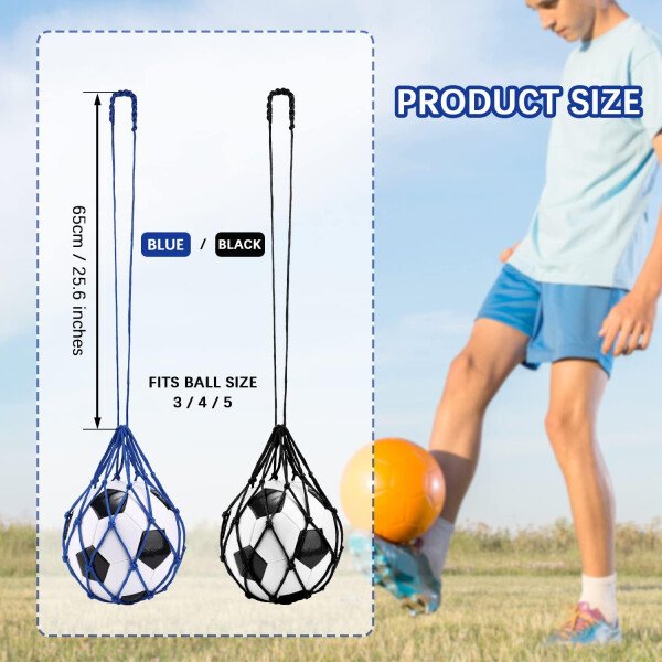 TOBWOLF 2 unidades de entrenamiento de fútbol, red de entrenamiento de retorno de fútbol para pelota de tamaño 3, 4, 5, manos libres, ayuda de entrenamiento de práctica individual, cinturón de cintura - Imagen 6