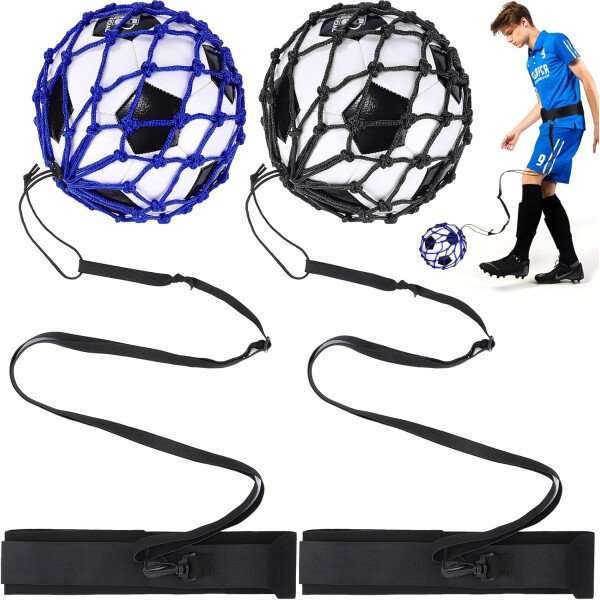 TOBWOLF 2 unidades de entrenamiento de fútbol, red de entrenamiento de retorno de fútbol para pelota de tamaño 3, 4, 5, manos libres, ayuda de entrenamiento de práctica individual, cinturón de cintura - Imagen 9