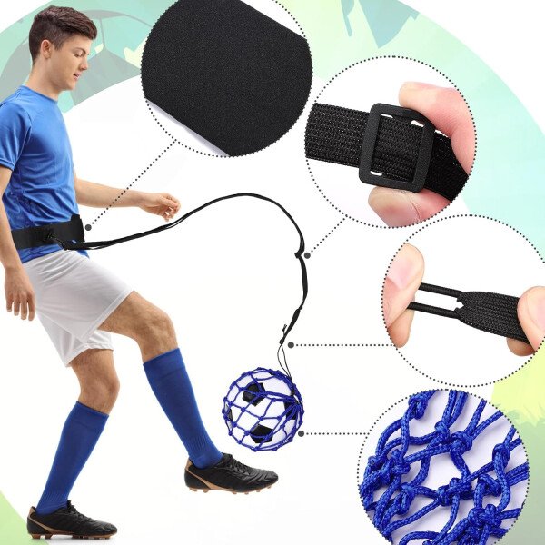 TOBWOLF 2 unidades de entrenamiento de fútbol, red de entrenamiento de retorno de fútbol para pelota de tamaño 3, 4, 5, manos libres, ayuda de entrenamiento de práctica individual, cinturón de cintura - Imagen 11