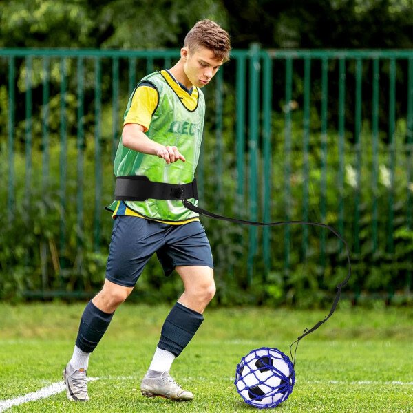 TOBWOLF 2 unidades de entrenamiento de fútbol, red de entrenamiento de retorno de fútbol para pelota de tamaño 3, 4, 5, manos libres, ayuda de entrenamiento de práctica individual, cinturón de cintura - Imagen 15