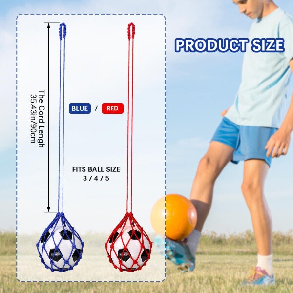 TOBWOLF 2 unidades de entrenamiento de fútbol, red de entrenamiento de retorno de fútbol para pelota de tamaño 3, 4, 5, manos libres, ayuda de entrenamiento de práctica individual, cinturón de cintura - Imagen 17