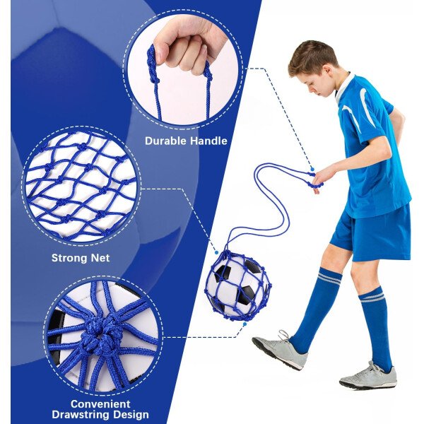 TOBWOLF 2 unidades de entrenamiento de fútbol, red de entrenamiento de retorno de fútbol para pelota de tamaño 3, 4, 5, manos libres, ayuda de entrenamiento de práctica individual, cinturón de cintura - Imagen 18