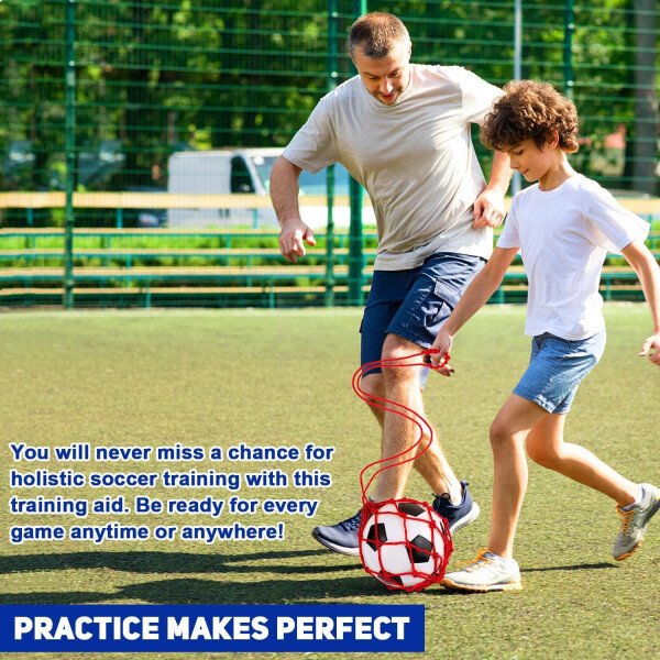 TOBWOLF 2 unidades de entrenamiento de fútbol, red de entrenamiento de retorno de fútbol para pelota de tamaño 3, 4, 5, manos libres, ayuda de entrenamiento de práctica individual, cinturón de cintura - Imagen 22