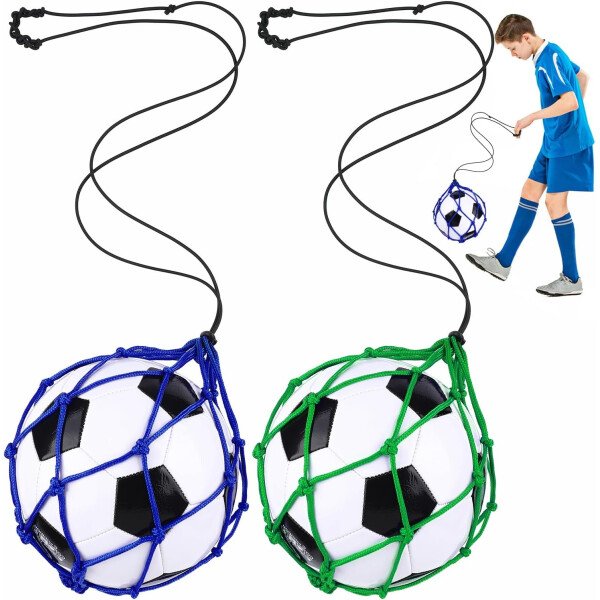TOBWOLF 2 unidades de entrenamiento de fútbol, red de entrenamiento de retorno de fútbol para pelota de tamaño 3, 4, 5, manos libres, ayuda de entrenamiento de práctica individual, cinturón de cintura - Imagen 23