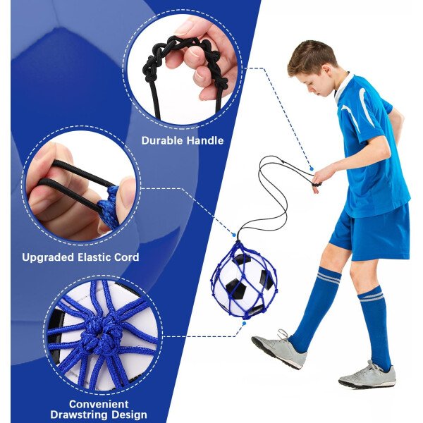 TOBWOLF 2 unidades de entrenamiento de fútbol, red de entrenamiento de retorno de fútbol para pelota de tamaño 3, 4, 5, manos libres, ayuda de entrenamiento de práctica individual, cinturón de cintura - Imagen 25