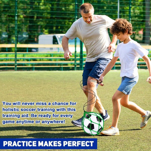 TOBWOLF 2 unidades de entrenamiento de fútbol, red de entrenamiento de retorno de fútbol para pelota de tamaño 3, 4, 5, manos libres, ayuda de entrenamiento de práctica individual, cinturón de cintura - Imagen 29