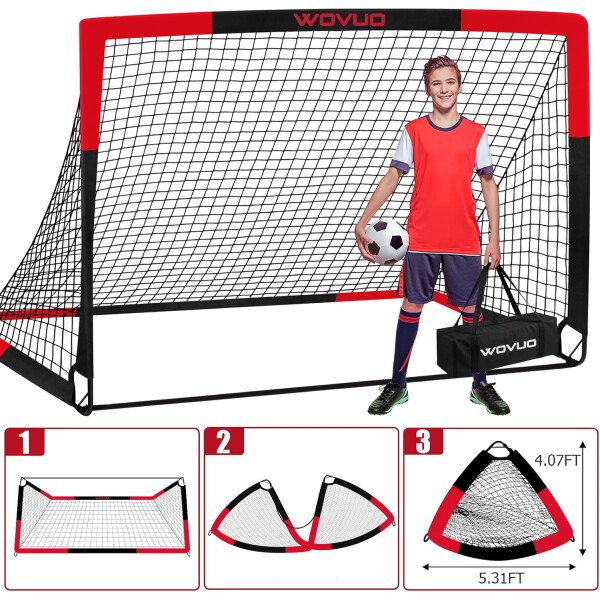 Kids Soccer Goals for Backyard Set of 2, 6x4 ft Portable Toddler Soccer Goal Training Equipment with Soccer Target, Ball, Cones, Soccer Net for Kids Age 3-5 6-8 8-12 10-12-14 Outdoor Sports Games Gift - Imagen 5