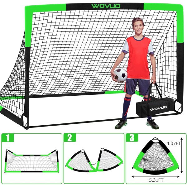 Kids Soccer Goals for Backyard Set of 2, 6x4 ft Portable Toddler Soccer Goal Training Equipment with Soccer Target, Ball, Cones, Soccer Net for Kids Age 3-5 6-8 8-12 10-12-14 Outdoor Sports Games Gift - Imagen 12