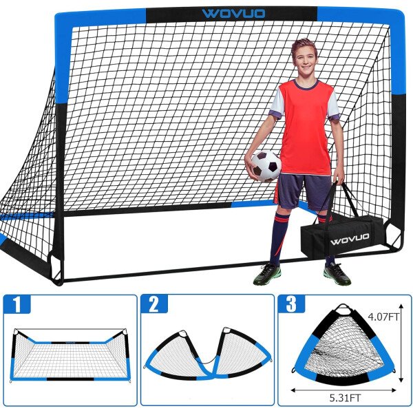 Kids Soccer Goals for Backyard Set of 2, 6x4 ft Portable Toddler Soccer Goal Training Equipment with Soccer Target, Ball, Cones, Soccer Net for Kids Age 3-5 6-8 8-12 10-12-14 Outdoor Sports Games Gift - Imagen 26
