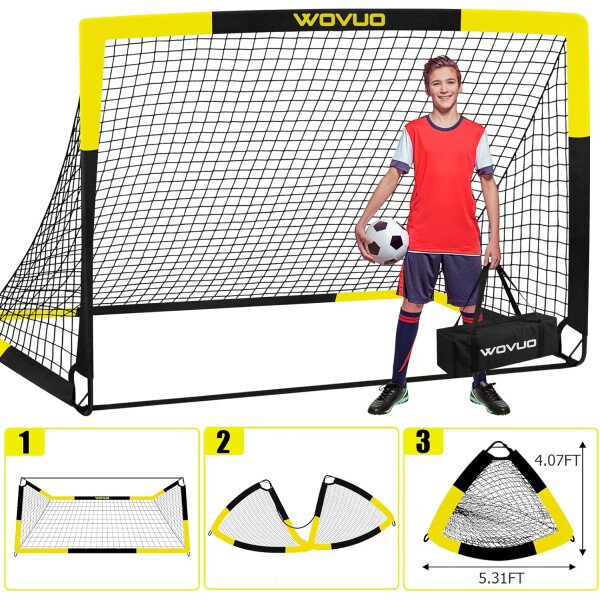 Kids Soccer Goals for Backyard Set of 2, 6x4 ft Portable Toddler Soccer Goal Training Equipment with Soccer Target, Ball, Cones, Soccer Net for Kids Age 3-5 6-8 8-12 10-12-14 Outdoor Sports Games Gift - Imagen 33