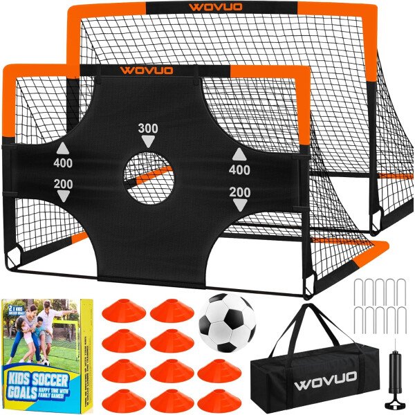 Kids Soccer Goals for Backyard Set of 2, 6x4 ft Portable Toddler Soccer Goal Training Equipment with Soccer Target, Ball, Cones, Soccer Net for Kids Age 3-5 6-8 8-12 10-12-14 Outdoor Sports Games Gift - Imagen 36