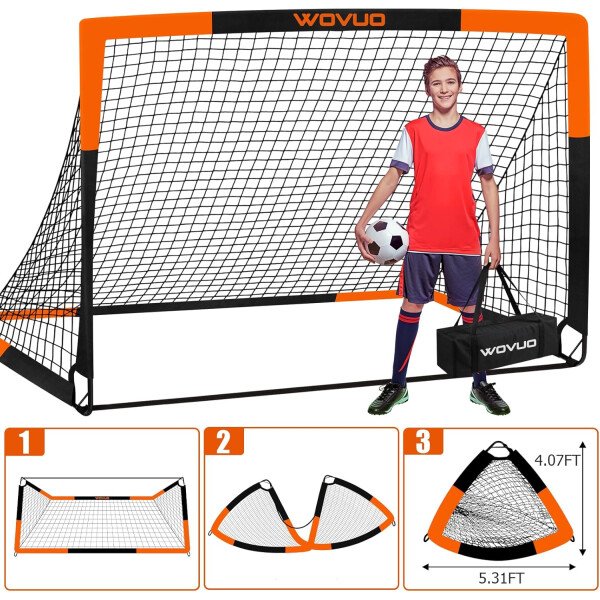 Kids Soccer Goals for Backyard Set of 2, 6x4 ft Portable Toddler Soccer Goal Training Equipment with Soccer Target, Ball, Cones, Soccer Net for Kids Age 3-5 6-8 8-12 10-12-14 Outdoor Sports Games Gift - Imagen 40
