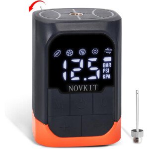 Inflador y deflector eléctrico portátil con aguja plegable, bomba de aire de bola deportiva con batería recargable con manómetro para baloncesto, fútbol, fútbol