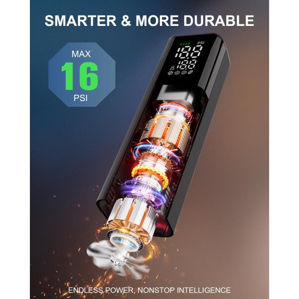 Bomba de bola eléctrica, bomba de aire portátil de 16 PSI con manómetro y pantalla LCD digital para bomba de baloncesto, bomba de pelota de fútbol, bomba de fútbol, bomba de voleibol, bomba de - Imagen 6