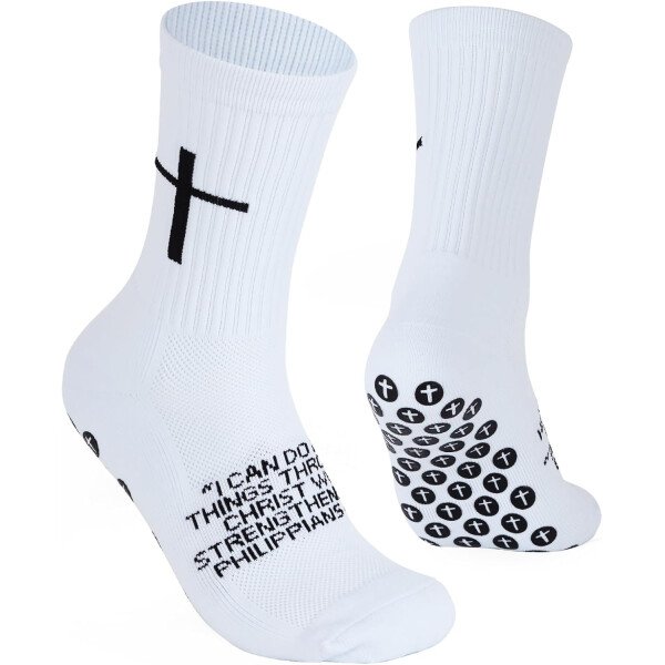 Calcetines de fútbol Cross Grip – Calcetines deportivos antideslizantes con Biblia para EE.UU. 6-13