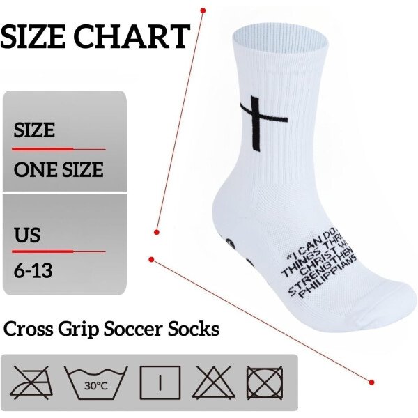 Calcetines de fútbol Cross Grip – Calcetines deportivos antideslizantes con Biblia para EE.UU. 6-13 - Imagen 4