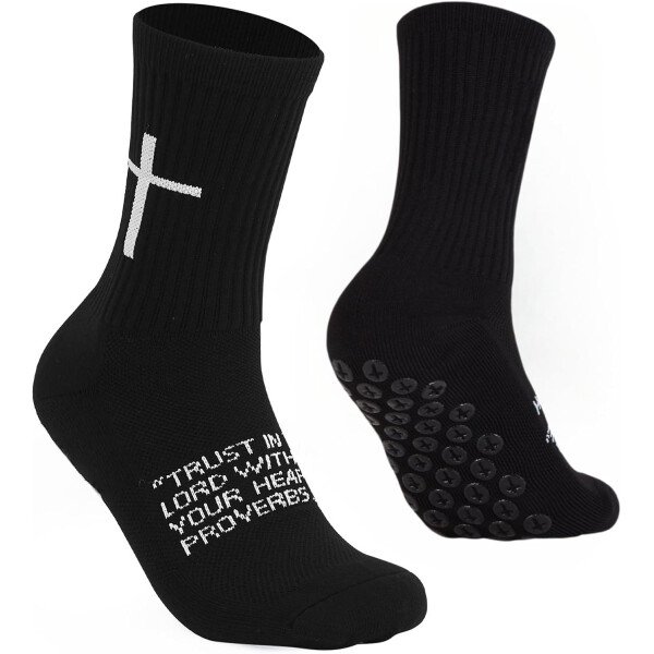 Calcetines de fútbol Cross Grip – Calcetines deportivos antideslizantes con Biblia para EE.UU. 6-13 - Imagen 7