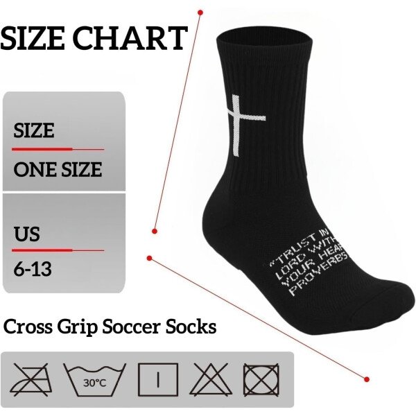 Calcetines de fútbol Cross Grip – Calcetines deportivos antideslizantes con Biblia para EE.UU. 6-13 - Imagen 10