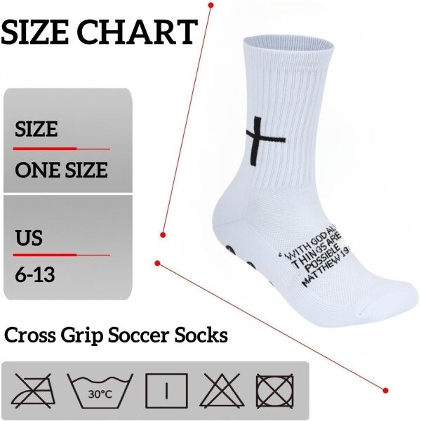 Calcetines de fútbol Cross Grip – Calcetines deportivos antideslizantes con Biblia para EE.UU. 6-13 - Imagen 15