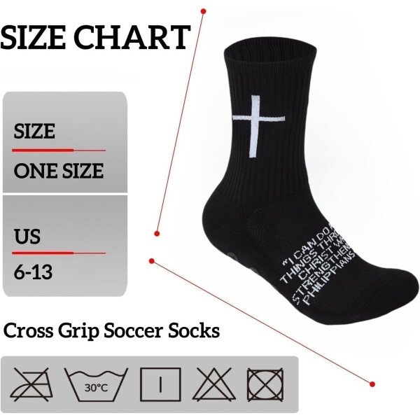 Calcetines de fútbol Cross Grip – Calcetines deportivos antideslizantes con Biblia para EE.UU. 6-13 - Imagen 21