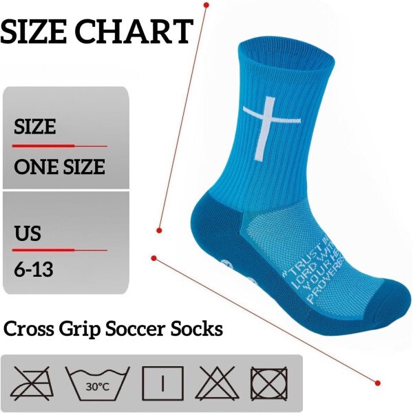 Calcetines de fútbol Cross Grip – Calcetines deportivos antideslizantes con Biblia para EE.UU. 6-13 - Imagen 25