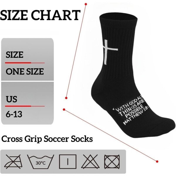 Calcetines de fútbol Cross Grip – Calcetines deportivos antideslizantes con Biblia para EE.UU. 6-13 - Imagen 30