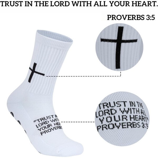 Calcetines de fútbol Cross Grip – Calcetines deportivos antideslizantes con Biblia para EE.UU. 6-13 - Imagen 34