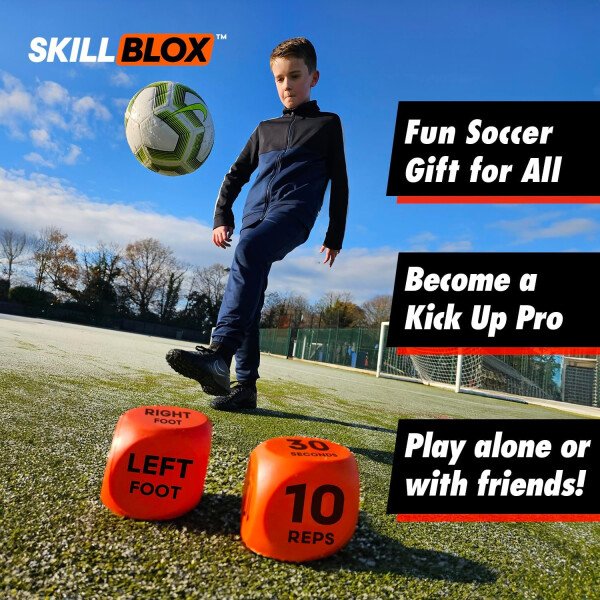 Dados de entrenamiento de fútbol (2 piezas) - Regalos de fútbol para niños de 8 a 12 años para mejorar las habilidades de malabares - Accesorios de fútbol para niños, equipo de - Image 2