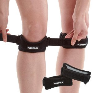 Bodyprox Paquete de 2 correas de rodilla para tendón de rótula, soporte para aliviar el dolor de rodilla, senderismo, fútbol, baloncesto, correr, puentes de rodilla, tenis, tendinitis, voleibol y