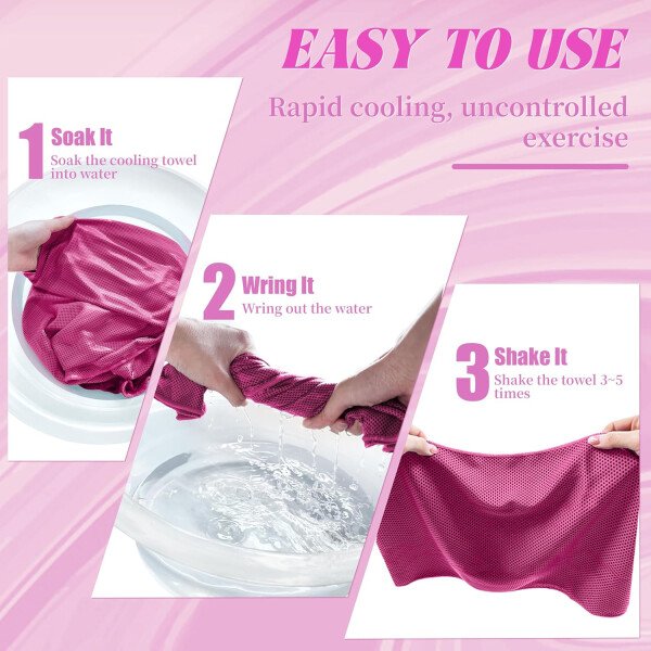 Paquete de 4 toallas refrescantes, suaves y transpirables para cuello y cara, toallas de gimnasio de microfibra para hombres y mujeres con bolsa impermeable y mosquetón, toalla de sudor para - Imagen 5