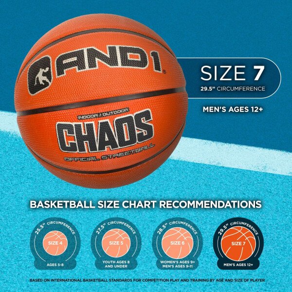 AND1 Fantom - Balón de baloncesto de goma, tamaño reglamentario oficial 7 (29.5 pulgadas), pelota de baloncesto de construcción de canal profundo, hecha para juegos de baloncesto en interiores y - Imagen 6