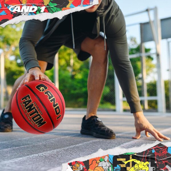 AND1 Fantom - Balón de baloncesto de goma, tamaño reglamentario oficial 7 (29.5 pulgadas), pelota de baloncesto de construcción de canal profundo, hecha para juegos de baloncesto en interiores y - Imagen 16