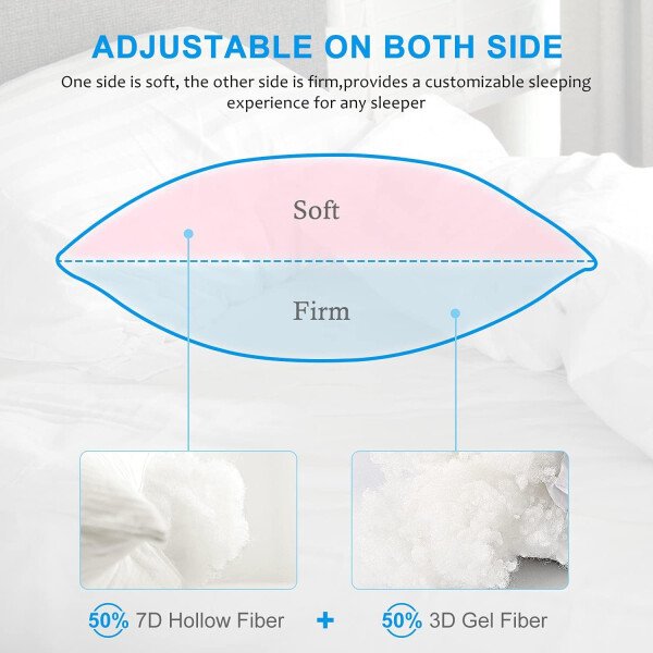 EIUE Hotel Collection - Almohadas de cama para dormir, paquete de 2 almohadas tamaño Queen, almohadas para dormir de lado y de espalda, almohadas rellenas de microfibra alternativa súper suaves, 20 x - Imagen 3