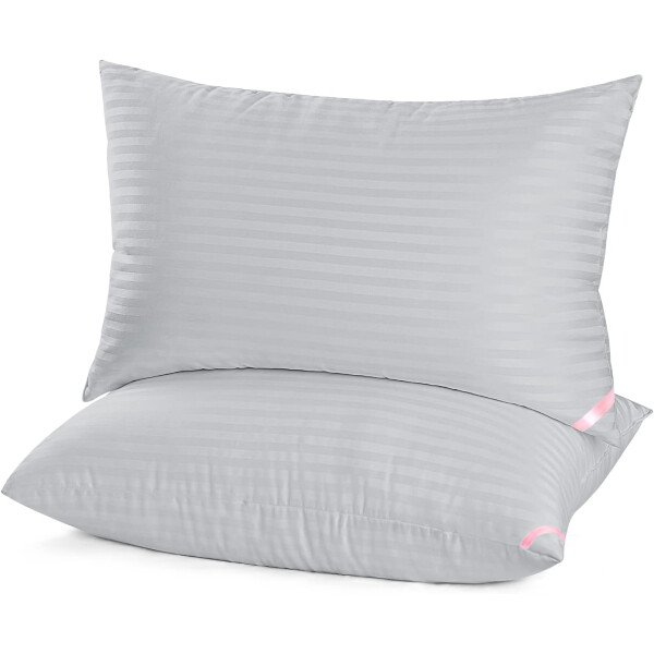 EIUE Hotel Collection - Almohadas de cama para dormir, paquete de 2 almohadas tamaño Queen, almohadas para dormir de lado y de espalda, almohadas rellenas de microfibra alternativa súper suaves, 20 x - Imagen 7