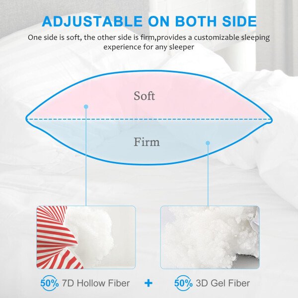 EIUE Hotel Collection - Almohadas de cama para dormir, paquete de 2 almohadas tamaño Queen, almohadas para dormir de lado y de espalda, almohadas rellenas de microfibra alternativa súper suaves, 20 x - Imagen 14