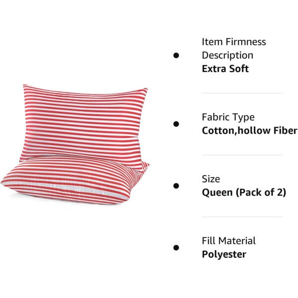 EIUE Hotel Collection - Almohadas de cama para dormir, paquete de 2 almohadas tamaño Queen, almohadas para dormir de lado y de espalda, almohadas rellenas de microfibra alternativa súper suaves, 20 x - Imagen 17