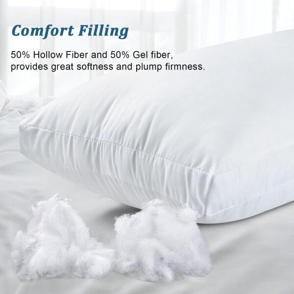 EIUE Hotel Collection - Almohadas de cama para dormir, paquete de 2 almohadas tamaño Queen, almohadas para dormir de lado y de espalda, almohadas rellenas de microfibra alternativa súper suaves, 20 x - Imagen 19