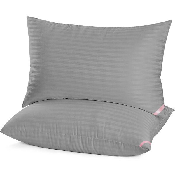 EIUE Hotel Collection - Almohadas de cama para dormir, paquete de 2 almohadas tamaño Queen, almohadas para dormir de lado y de espalda, almohadas rellenas de microfibra alternativa súper suaves, 20 x - Imagen 30