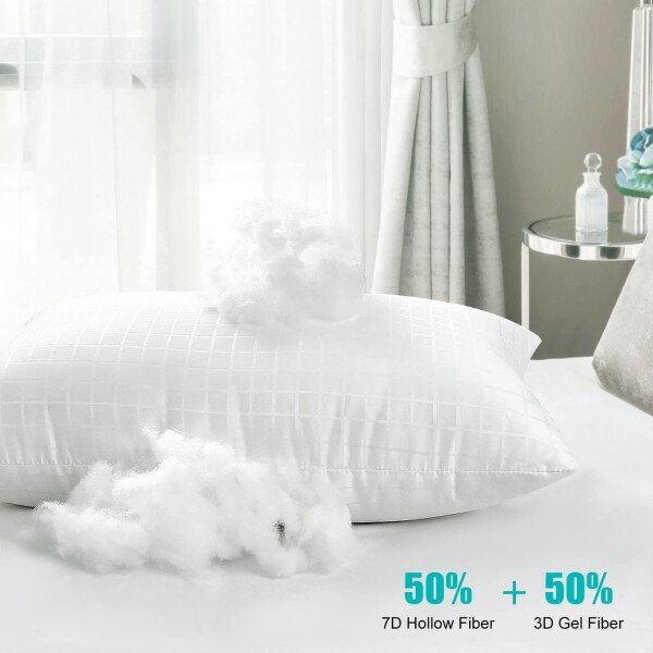 EIUE Hotel Collection - Almohadas de cama para dormir, paquete de 2 almohadas tamaño Queen, almohadas para dormir de lado y de espalda, almohadas rellenas de microfibra alternativa súper suaves, 20 x - Imagen 38