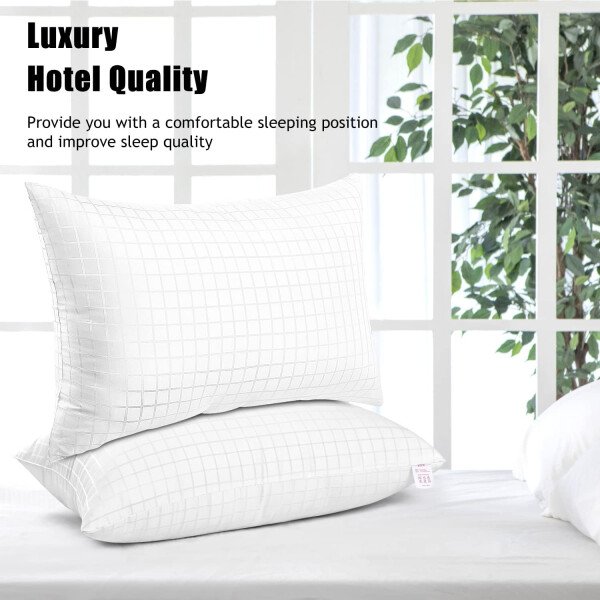 EIUE Hotel Collection - Almohadas de cama para dormir, paquete de 2 almohadas tamaño Queen, almohadas para dormir de lado y de espalda, almohadas rellenas de microfibra alternativa súper suaves, 20 x - Imagen 41