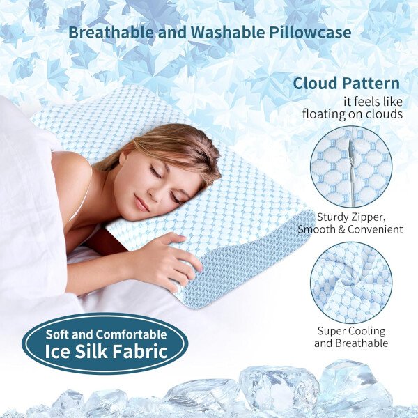Almohada cervical para aliviar el dolor de cuello, almohadas de espuma viscoelástica de contorno para dormir, almohada ergonómica sin olor, almohada ortopédica ajustable de enfriamiento almohada de - Imagen 4