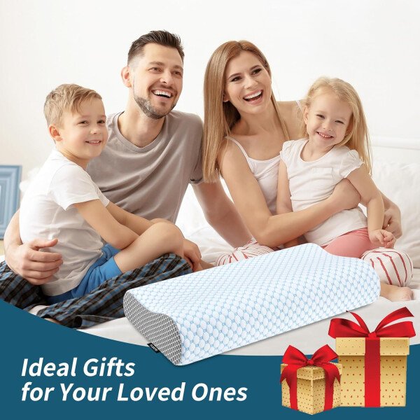Almohada cervical para aliviar el dolor de cuello, almohadas de espuma viscoelástica de contorno para dormir, almohada ergonómica sin olor, almohada ortopédica ajustable de enfriamiento almohada de - Imagen 13