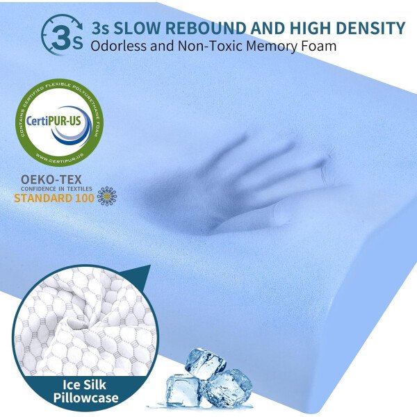 Almohada cervical para aliviar el dolor de cuello, almohadas de espuma viscoelástica de contorno para dormir, almohada ergonómica sin olor, almohada ortopédica ajustable de enfriamiento almohada de - Imagen 25