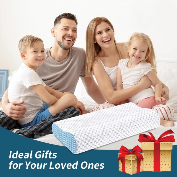 Almohada cervical para aliviar el dolor de cuello, almohadas de espuma viscoelástica de contorno para dormir, almohada ergonómica sin olor, almohada ortopédica ajustable de enfriamiento almohada de - Imagen 27