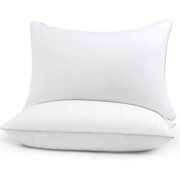 HIMOON Juego de 2 almohadas de cama para dormir, juego de 2 almohadas refrescantes de tamaño estándar, funda de microfibra de alta gama para personas que duermen de lado y boca arriba