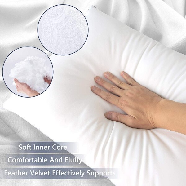 HIMOON Juego de 2 almohadas de cama para dormir, juego de 2 almohadas refrescantes de tamaño estándar, funda de microfibra de alta gama para personas que duermen de lado y boca arriba - Imagen 3