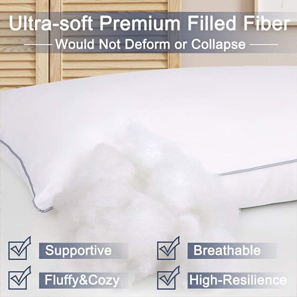 HIMOON Juego de 2 almohadas de cama para dormir, juego de 2 almohadas refrescantes de tamaño estándar, funda de microfibra de alta gama para personas que duermen de lado y boca arriba - Imagen 4