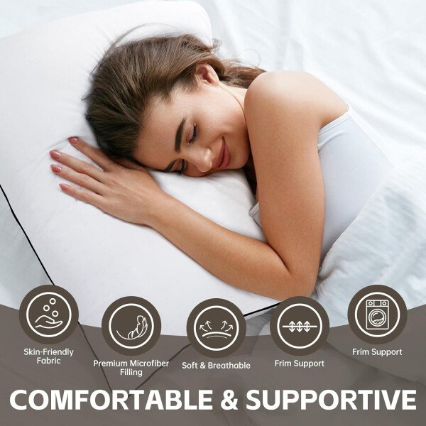 HIMOON Juego de 2 almohadas de cama para dormir, juego de 2 almohadas refrescantes de tamaño estándar, funda de microfibra de alta gama para personas que duermen de lado y boca arriba - Imagen 9