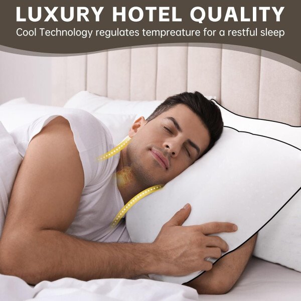 HIMOON Juego de 2 almohadas de cama para dormir, juego de 2 almohadas refrescantes de tamaño estándar, funda de microfibra de alta gama para personas que duermen de lado y boca arriba - Imagen 12
